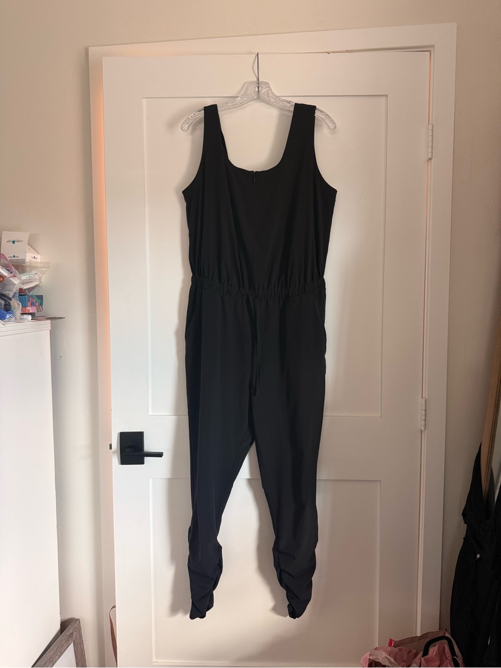 Prana Black Sleeveless Drawstring Jumpsuit